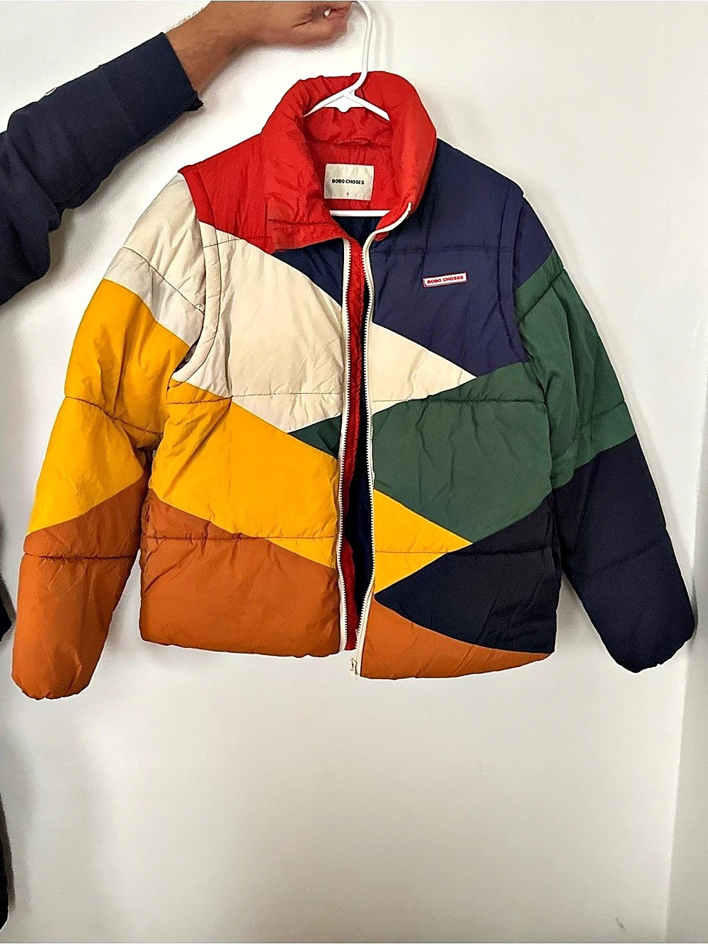 BOBO CHOSES Color Block Puffer Jacket Size Small (Turns into vest, zippers at th